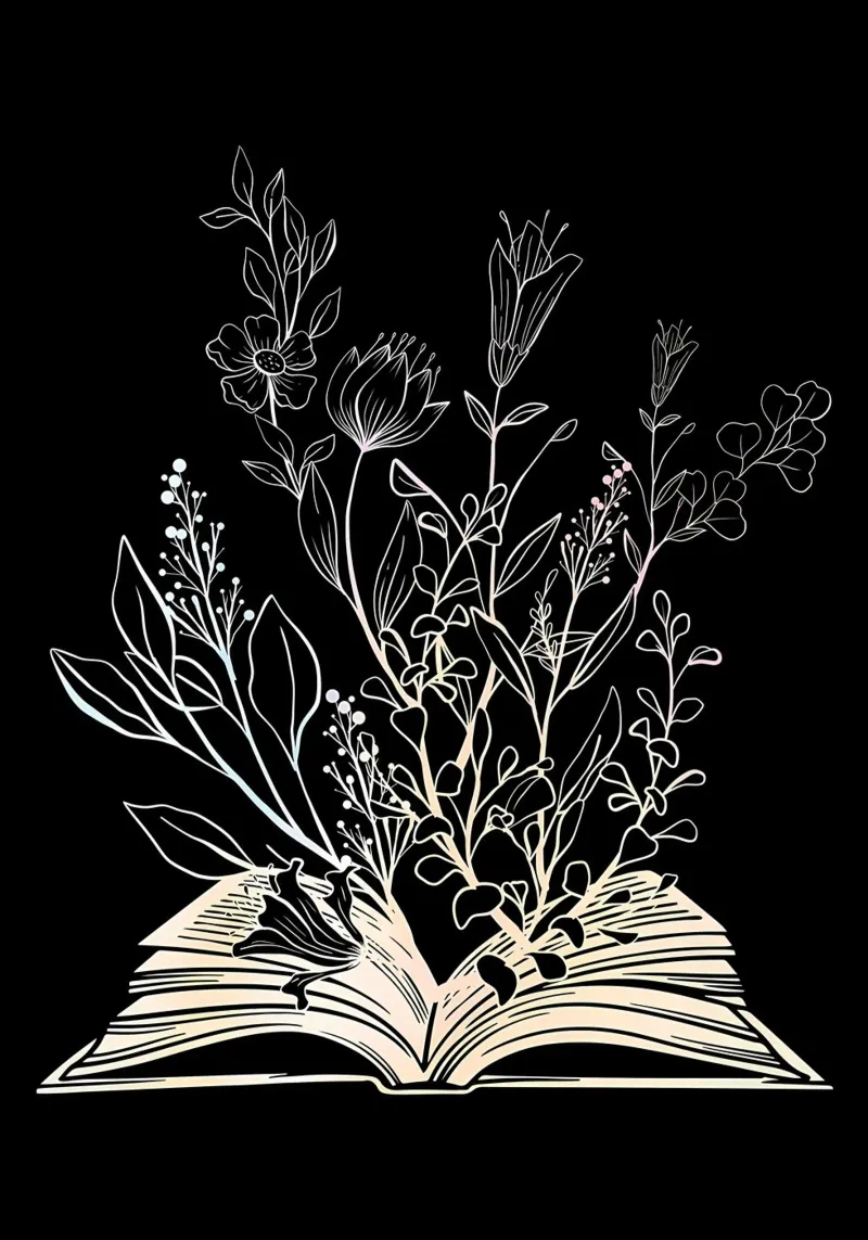 Amante dei libri sui fiori selvatici poster con telaio in legno da Aiden Garcia