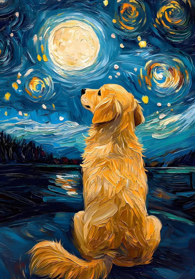 Golden Retriever Notte stellata pellicola backlit da Adrian Patel