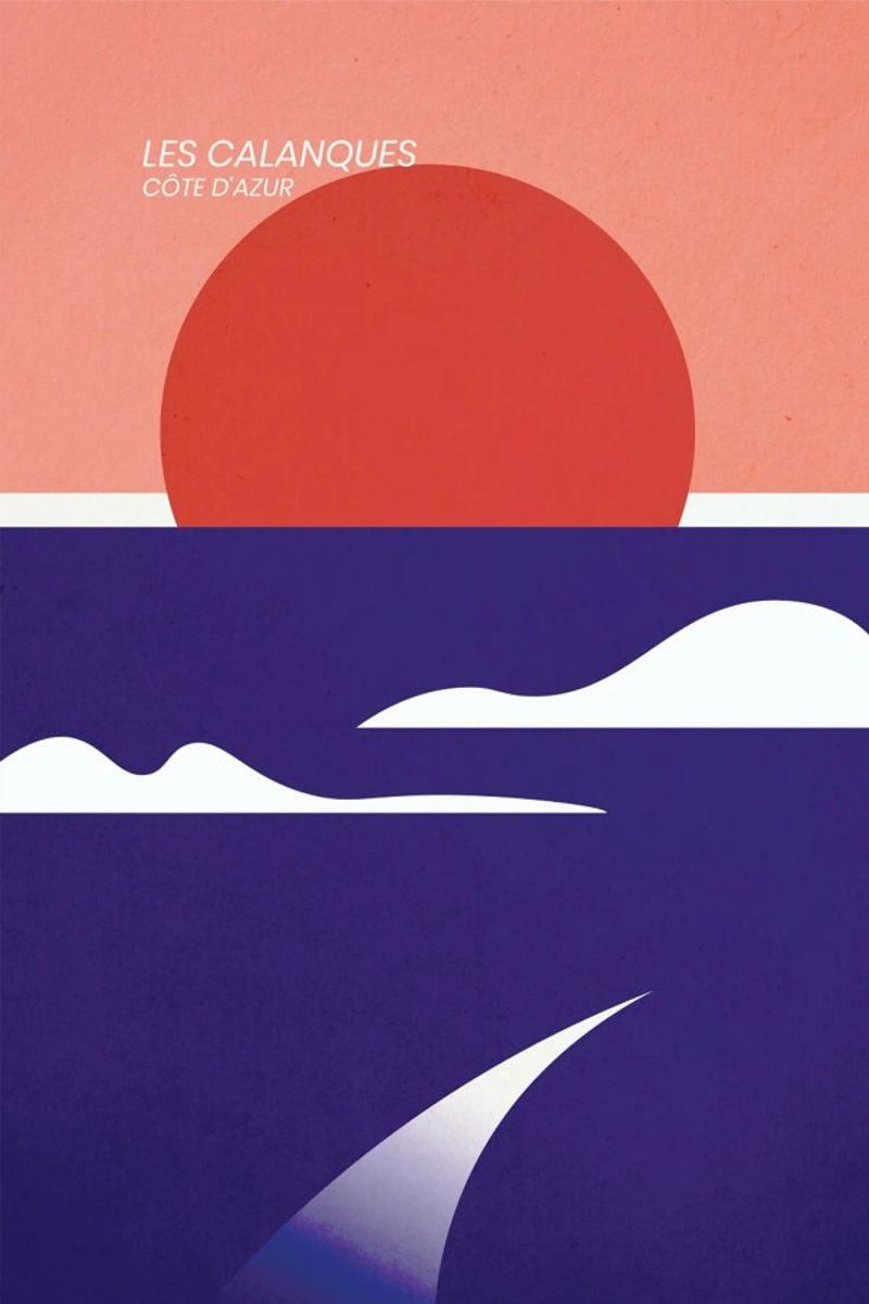 Les Calanques poster with wooden frame by The Cartography Collection