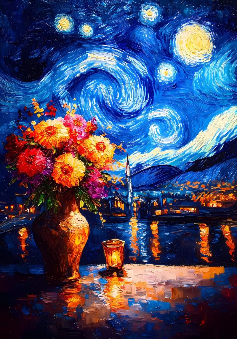 Starry Night Flowers poster by Adrian Patel