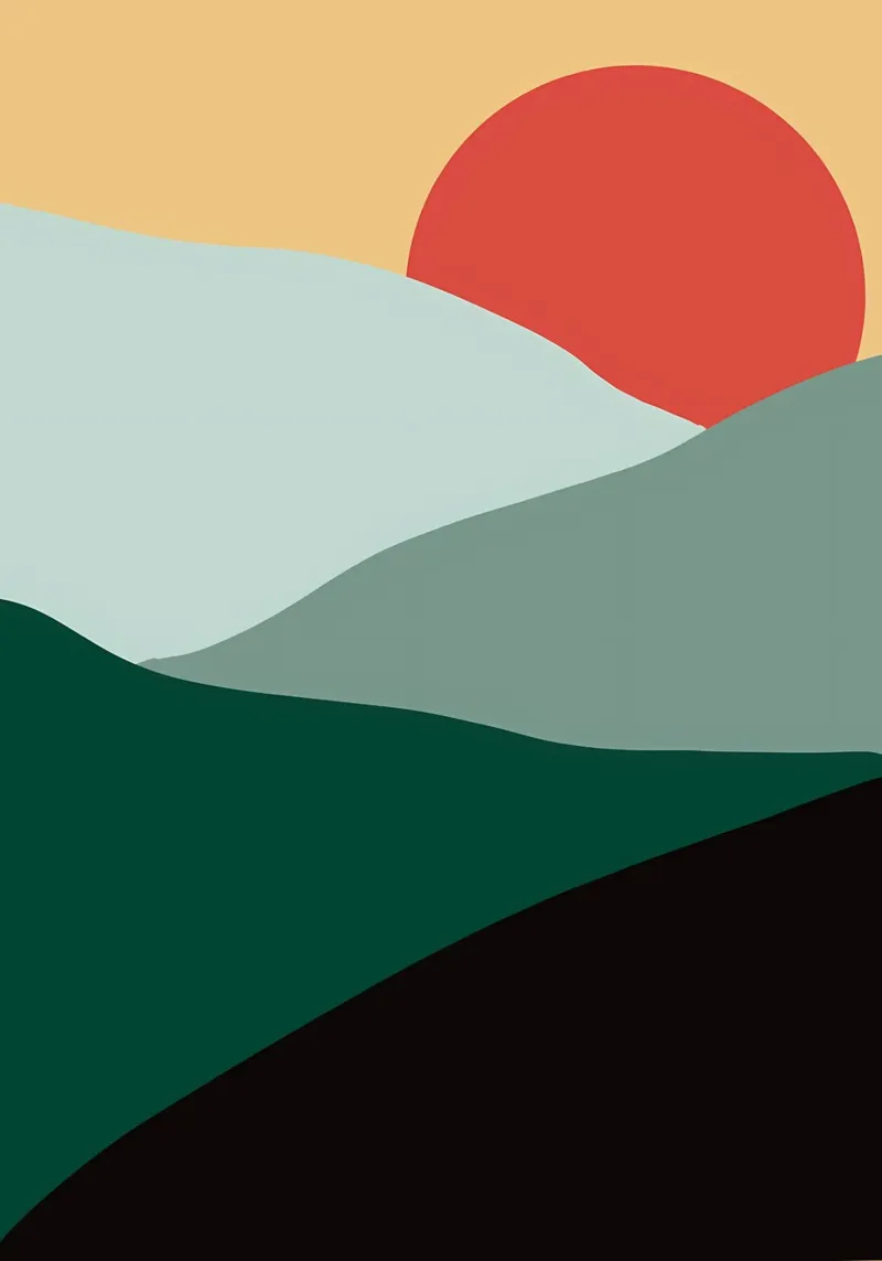 Montagne e sole poster con telaio in legno da Bartosz Powalka