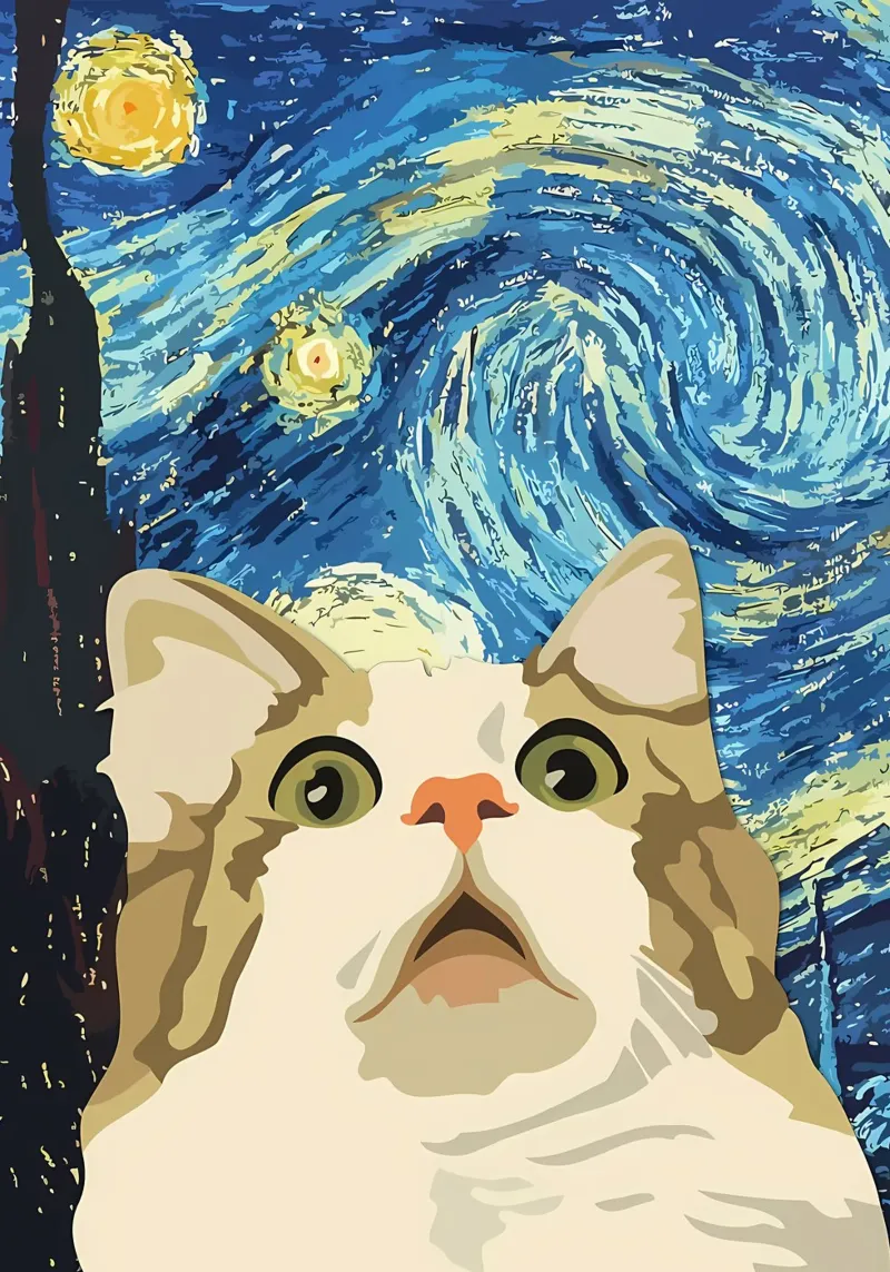 Le chat Nuit étoilée toile de Adrian Patel