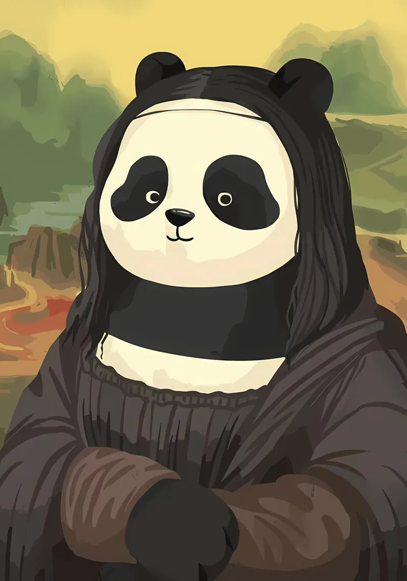 Panda in Monalisa Style carta hahnemühle da Adrian Patel