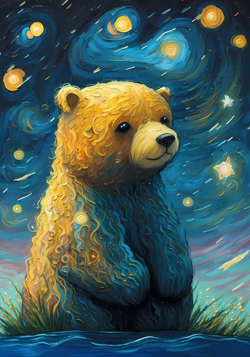 Orso immaginario poster con telaio in legno da Adrian Patel