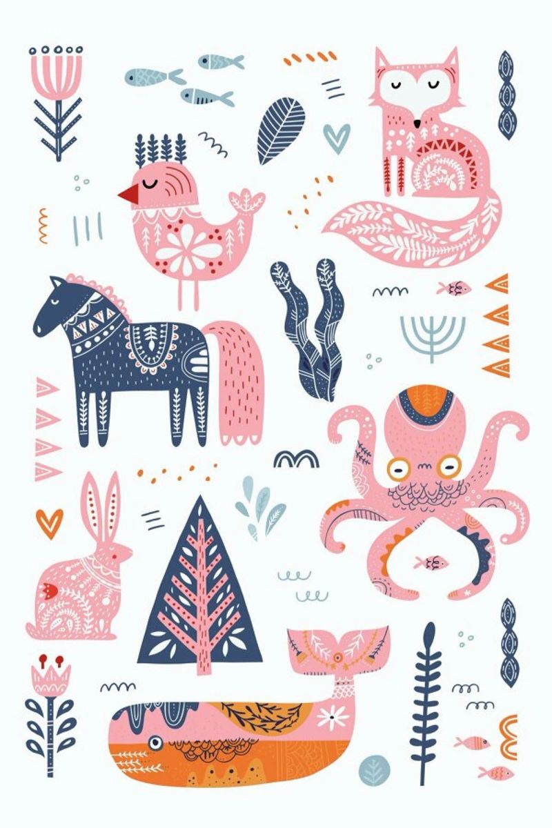 Patchwork Animals poster by Little Flourishes