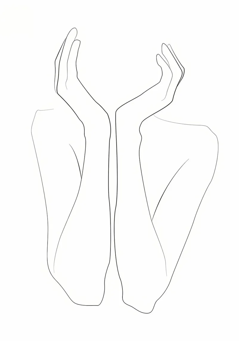 Hands on face lineart canvas by Aiden Garcia