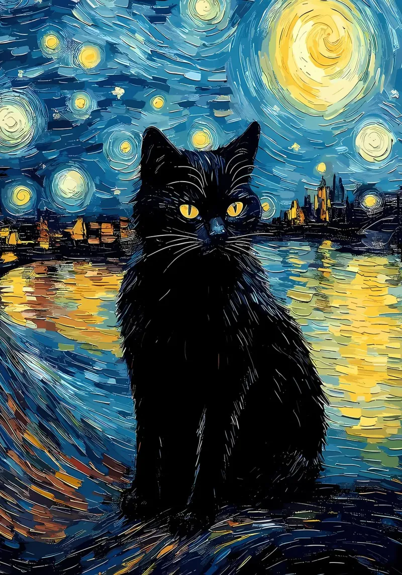 Gatto Notte Stellata pellicola backlit da Adrian Patel