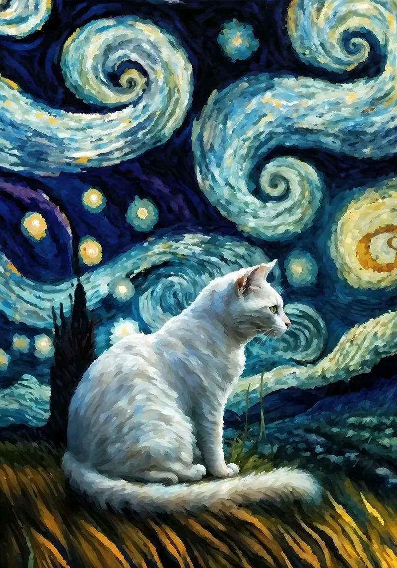 gatto vangogh pellicola backlit da Adrian Patel