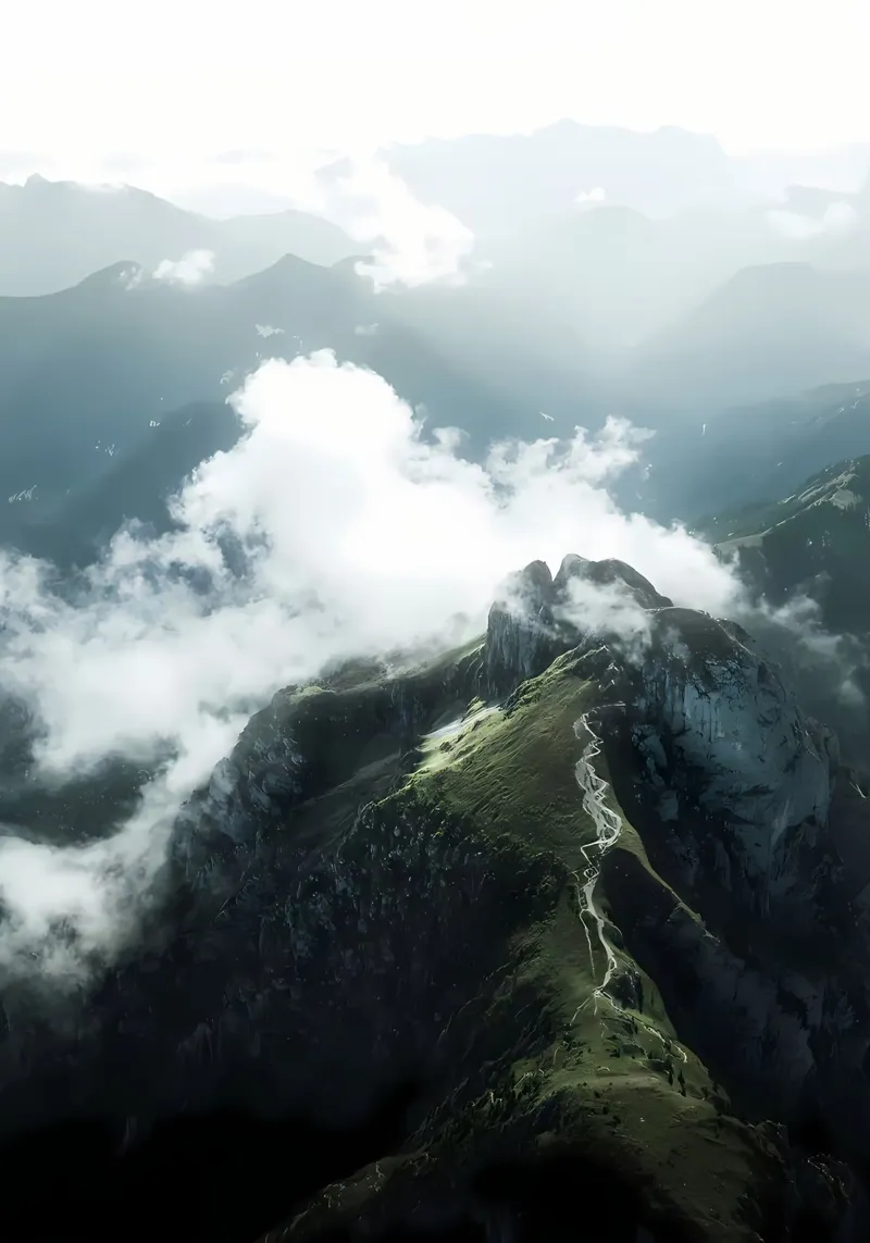 Montagna con nuvole pellicola backlit da Matthew Katz