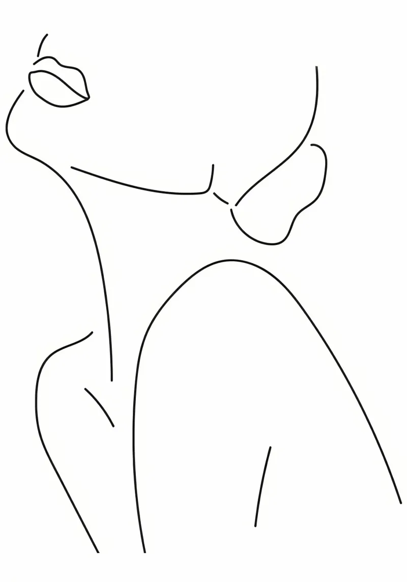 Una linea d'arte donna poster con telaio in alluminio da Aiden Garcia