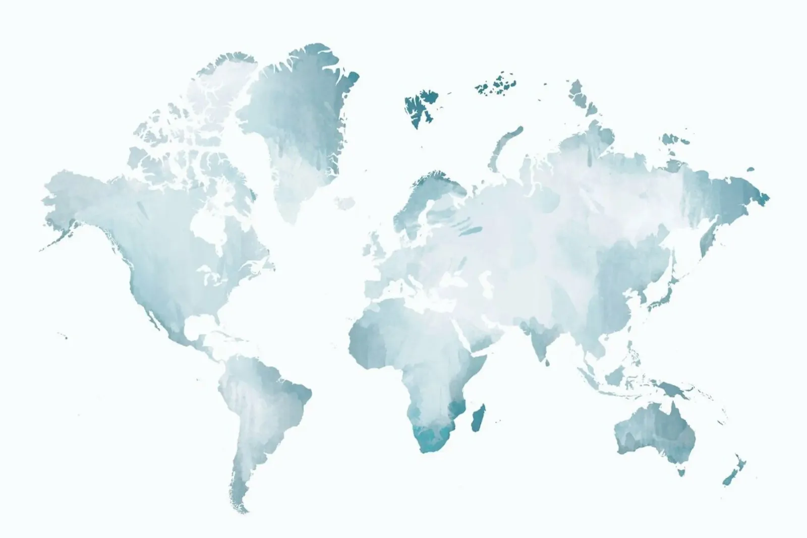 World Map Watercolour poster con telaio in alluminio da The Cartography Collection
