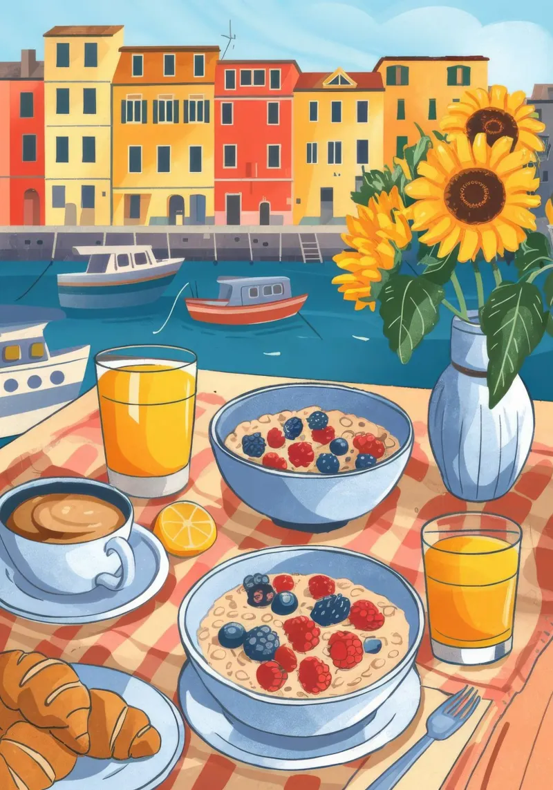 Colazione in riva al mare pellicola backlit da Nebula Verse