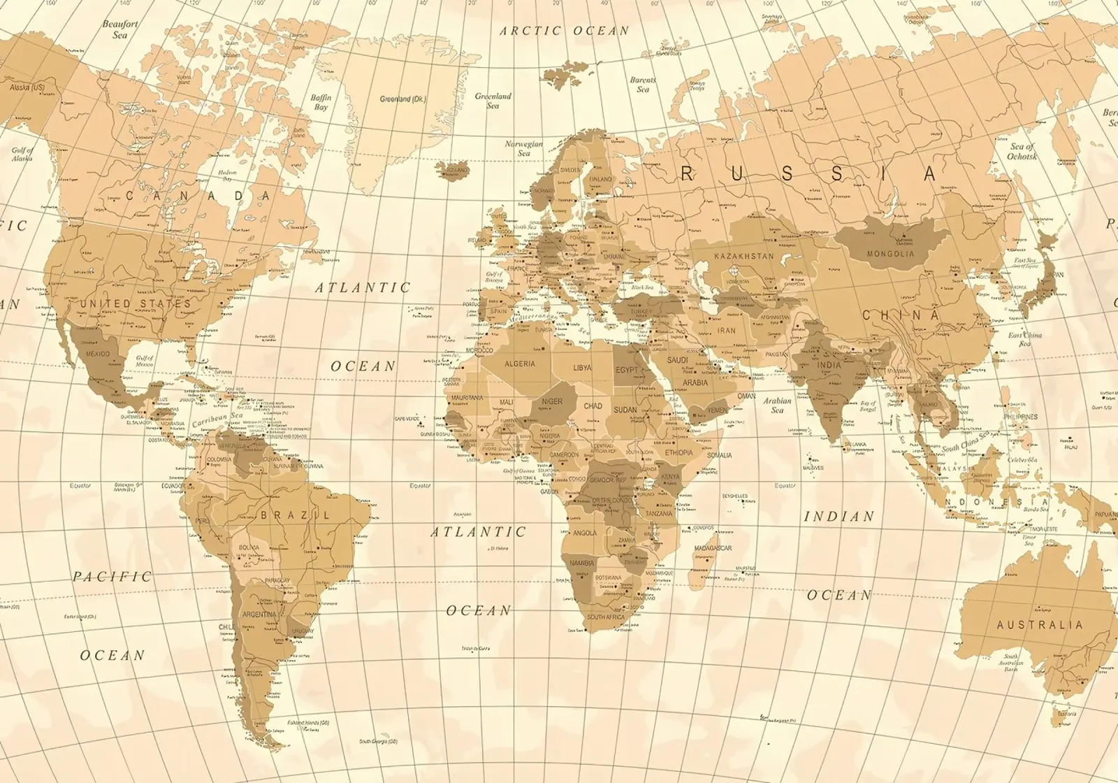 Mappa del mondo d'epoca alluminio dibond da Aiden Garcia