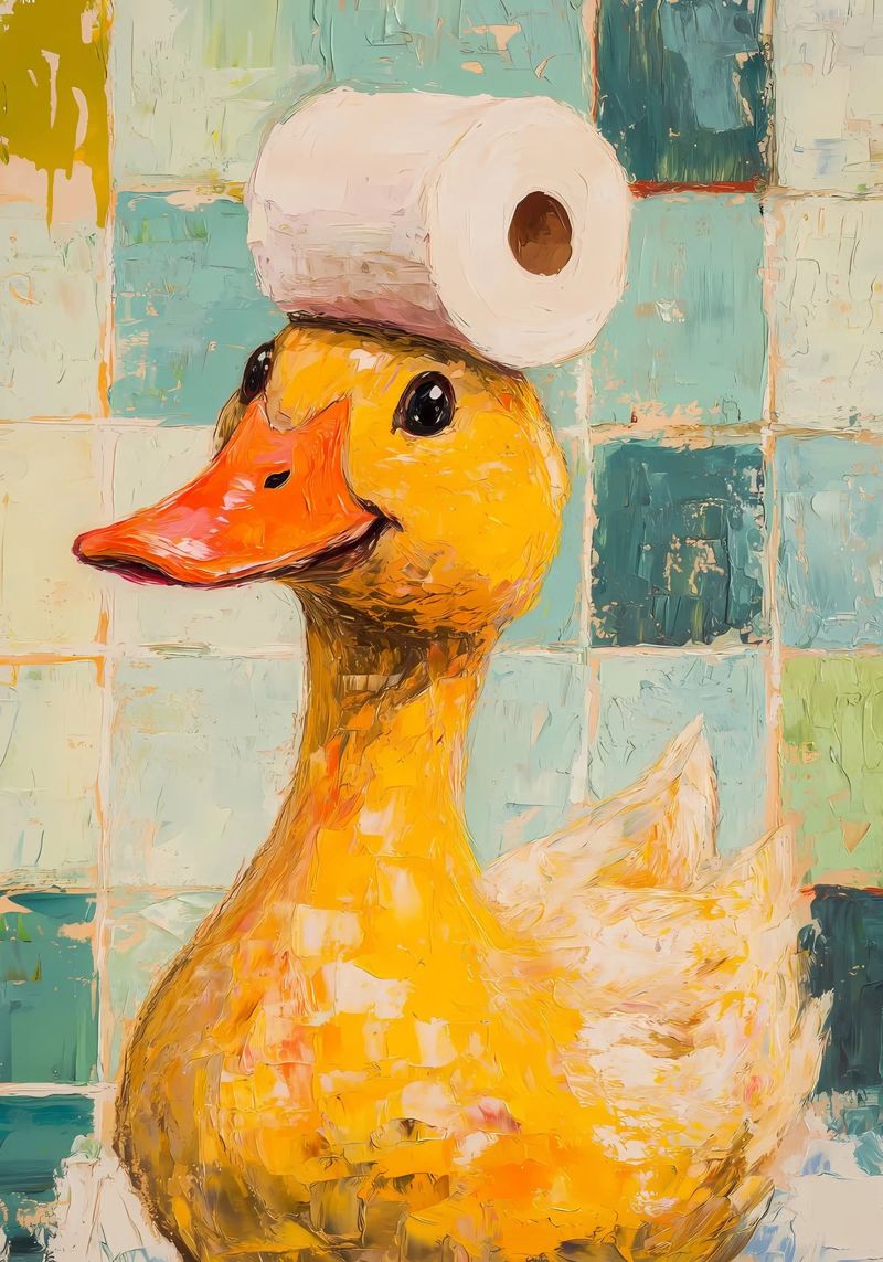 Canard avec chapeau en papier hygiénique poster de Adrian Patel