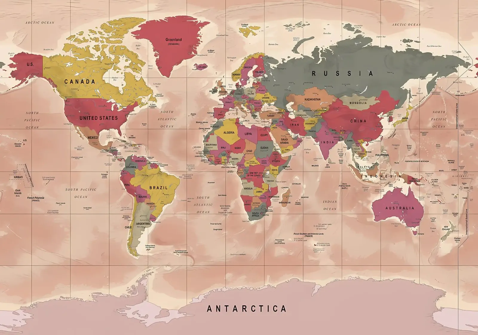 Political World Map alu-dibond by Aiden Garcia