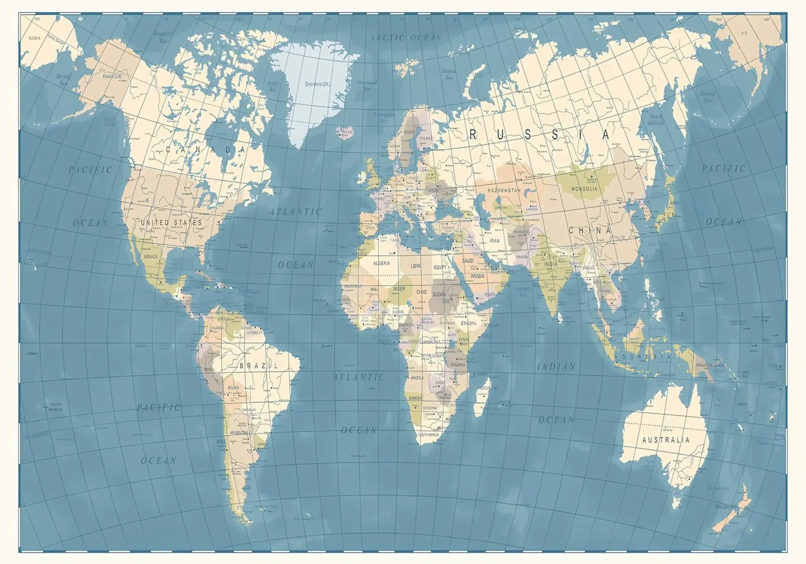 Mappa del mondo vintage poster da Aiden Garcia