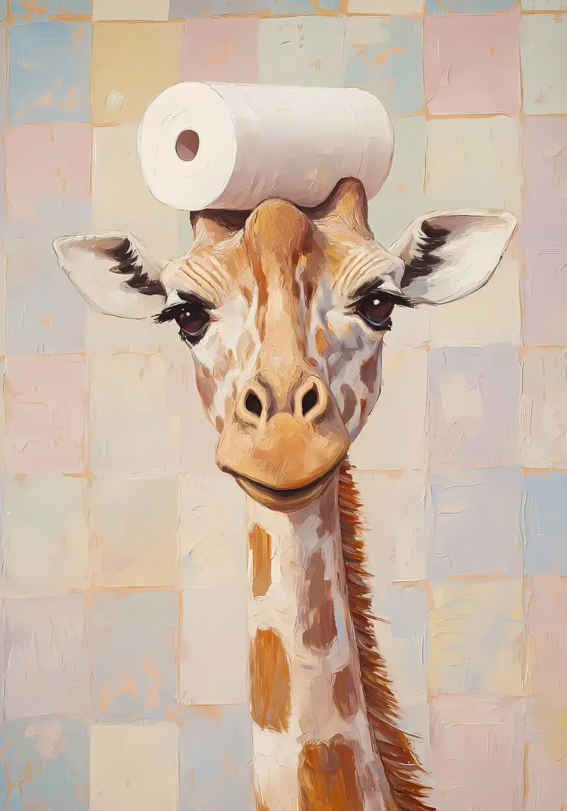 Giraffe mit Toilettenpapier Forex-Platte von Adrian Patel