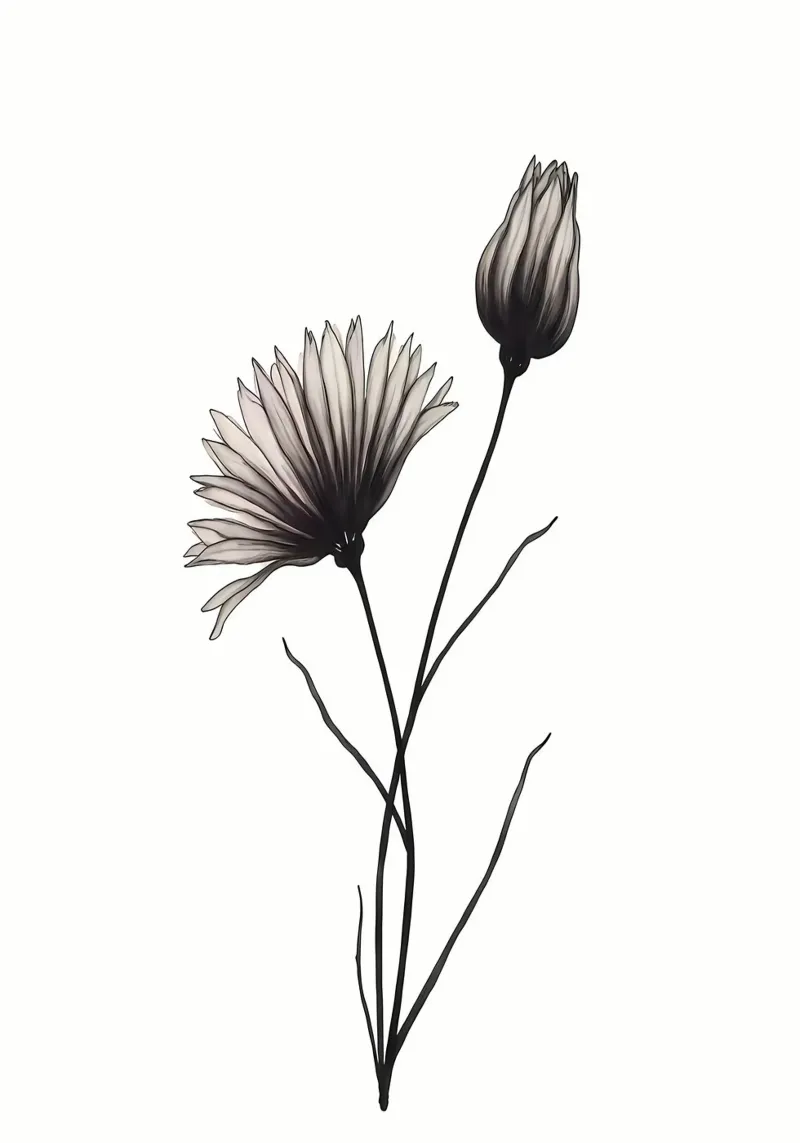 Illustrazione di fiori in bianco e nero pellicola backlit da Nicholas Campbell