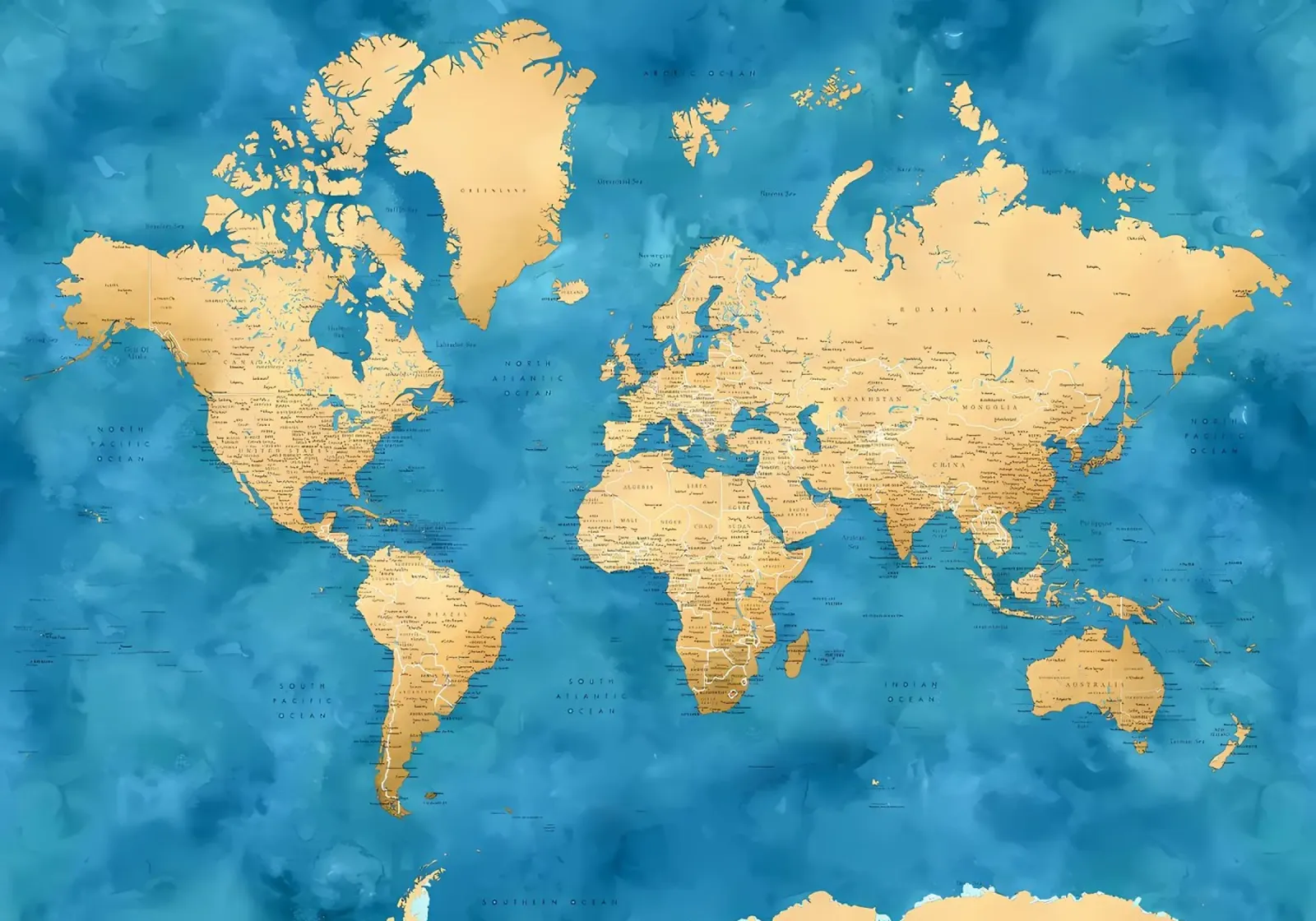Detailed world map Ernestt canvas by Aiden Garcia
