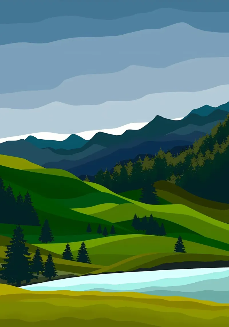 Paesaggio di montagna poster con telaio in alluminio da Bartosz Powalka