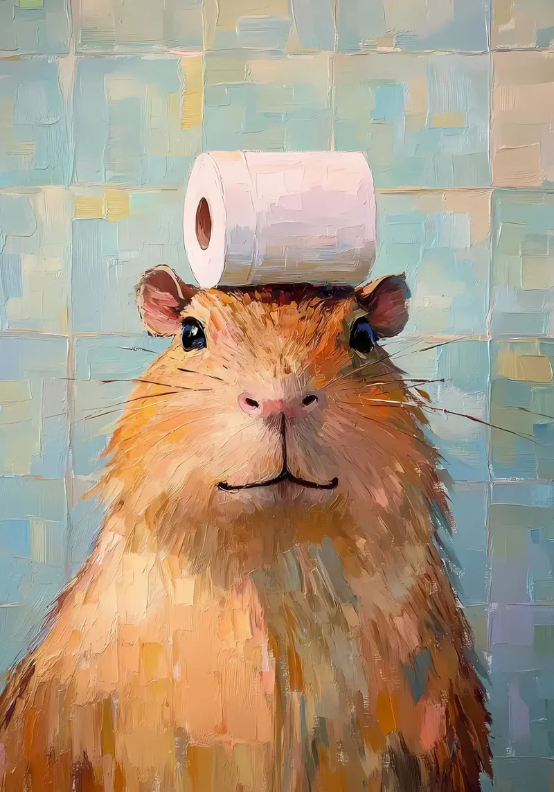 Hamster met wc-papier canvas met Baklijst van Adrian Patel