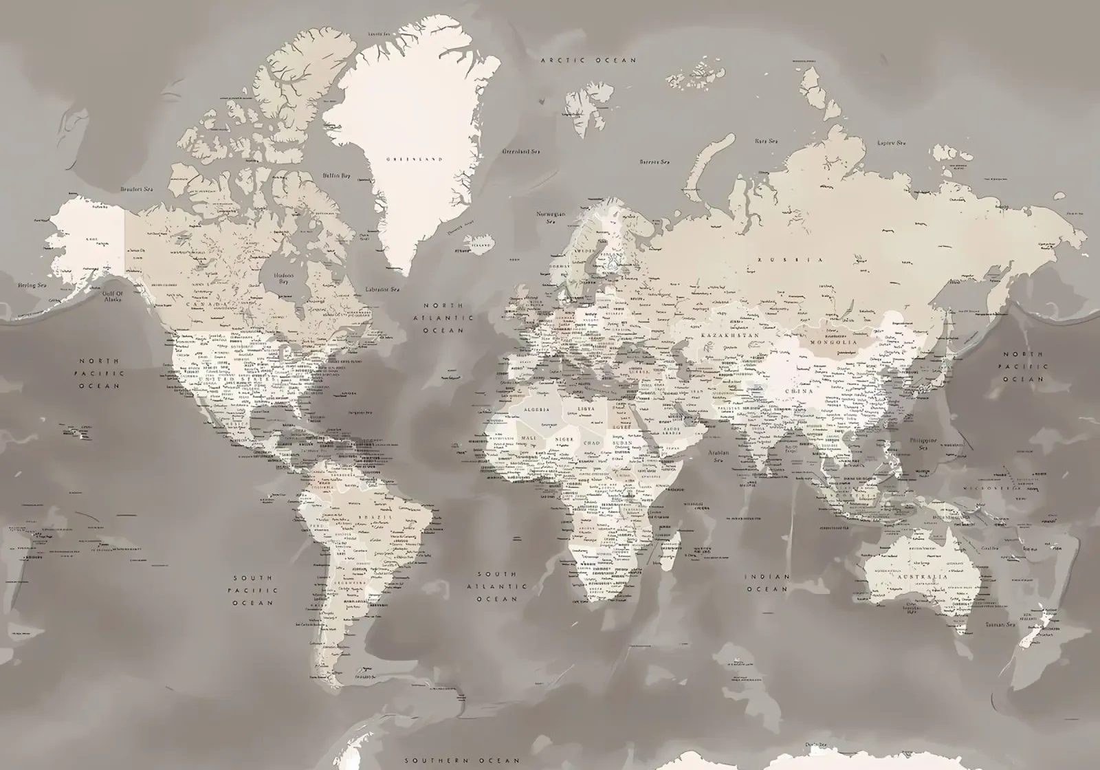 Mappa del mondo dettagliata di Davey poster con telaio in plastica da Aiden Garcia