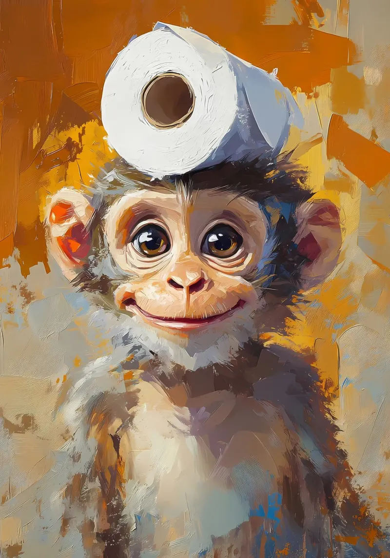 Scimmia con cappello di carta igienica pellicola backlit da Adrian Patel