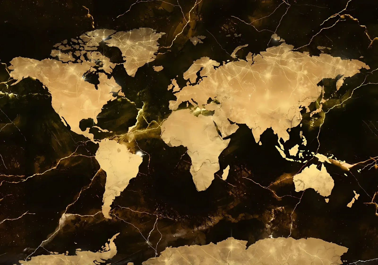 mappa del mondo oro 4 poster con telaio in legno da Aiden Garcia