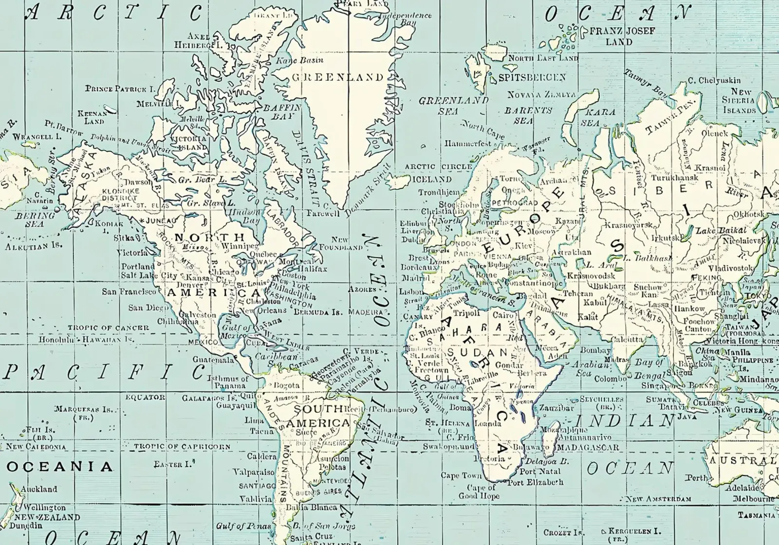 World Map in Blue and Cream forex plate by Aiden Garcia