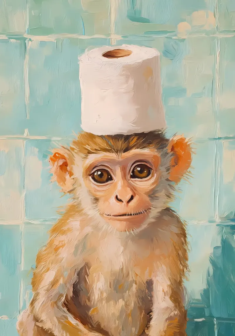 Affe mit Toilettenpapierhut Hahnemühle von Adrian Patel