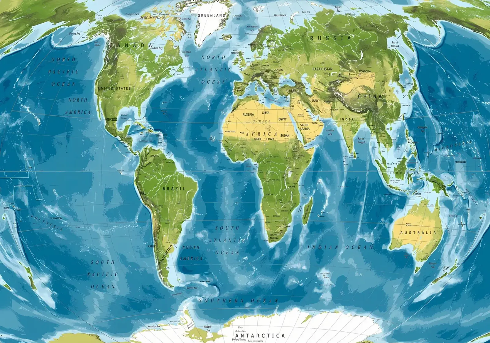 Physical world map hahnemühle by Aiden Garcia