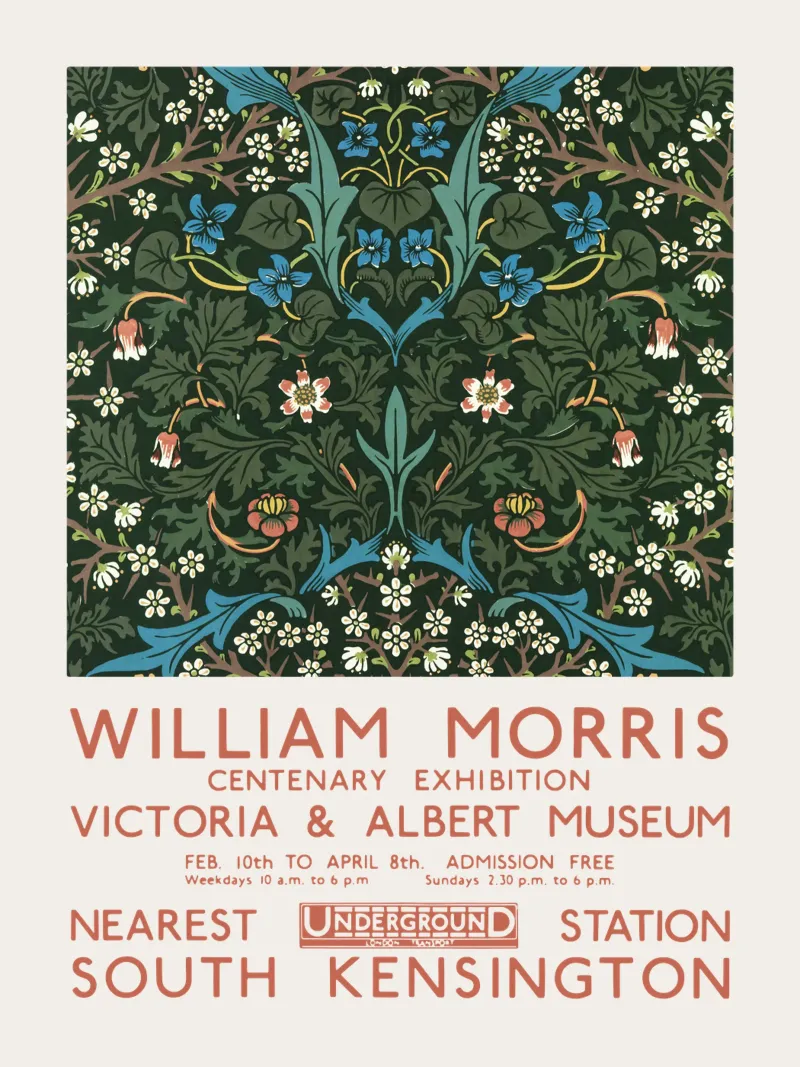 William Morris Retro Art Exhibition poster with aluminum frame by Vintagrafica