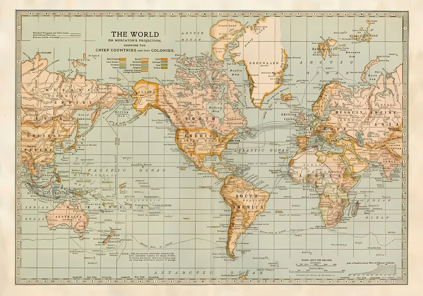 IL MAPPAMONDO D'EPOCA poster con telaio in plastica da Aiden Garcia