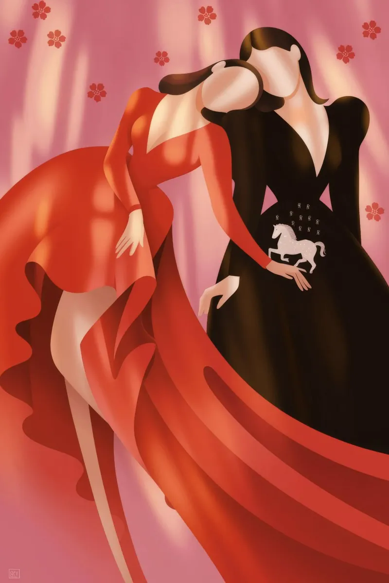 Vortice di danza appassionato poster con telaio in alluminio da Lumina Vision