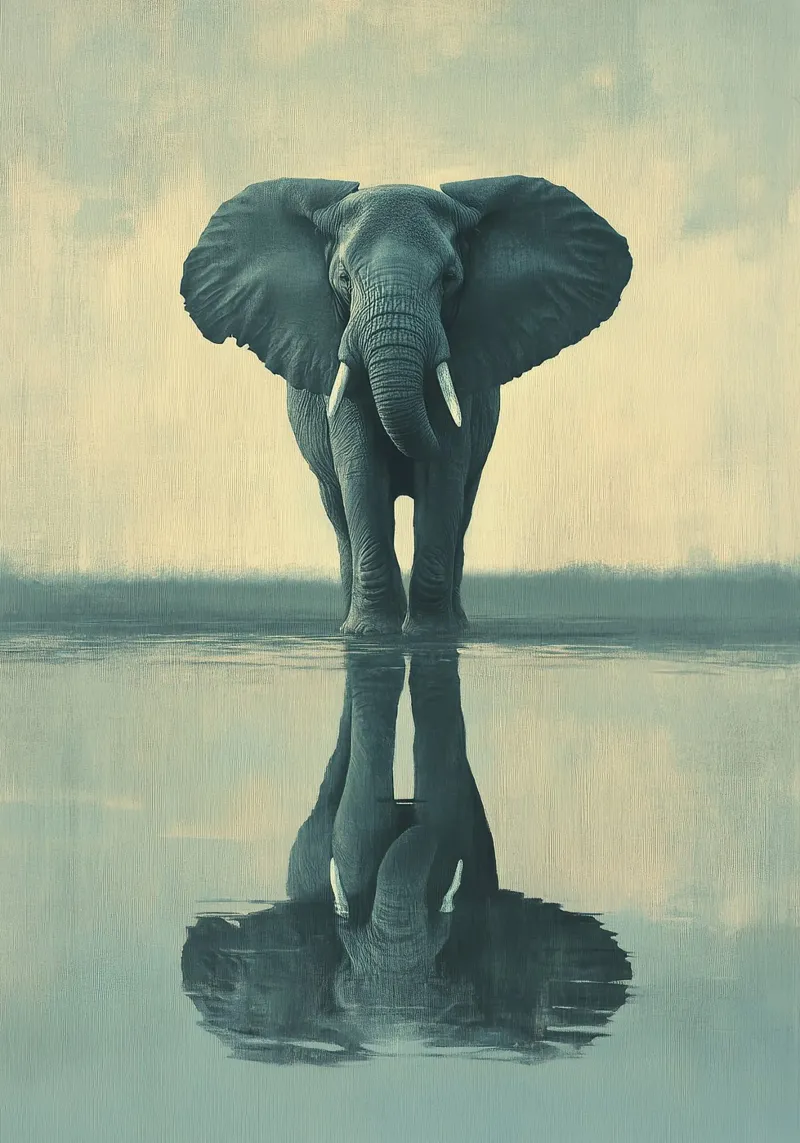 Elefante: riflesso dell'infinito poster con telaio in legno da Nikis Art Studio