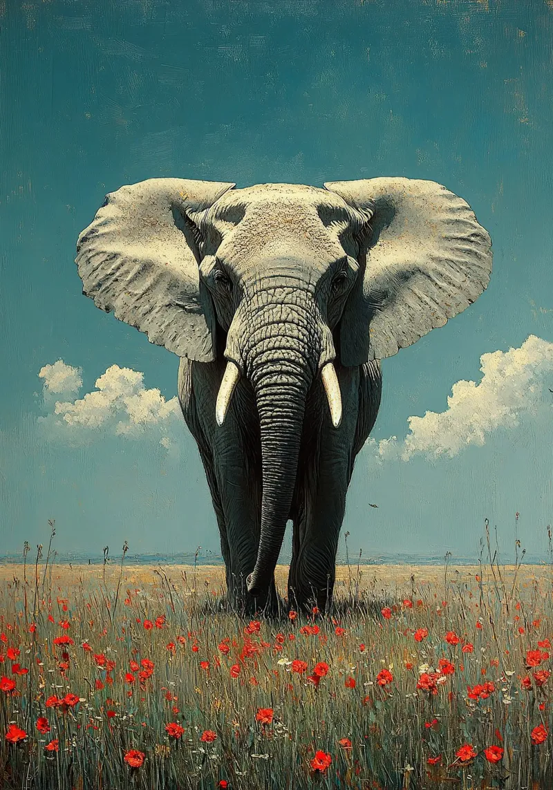 Elephant: The silent observer canvas by Nikis Art Studio