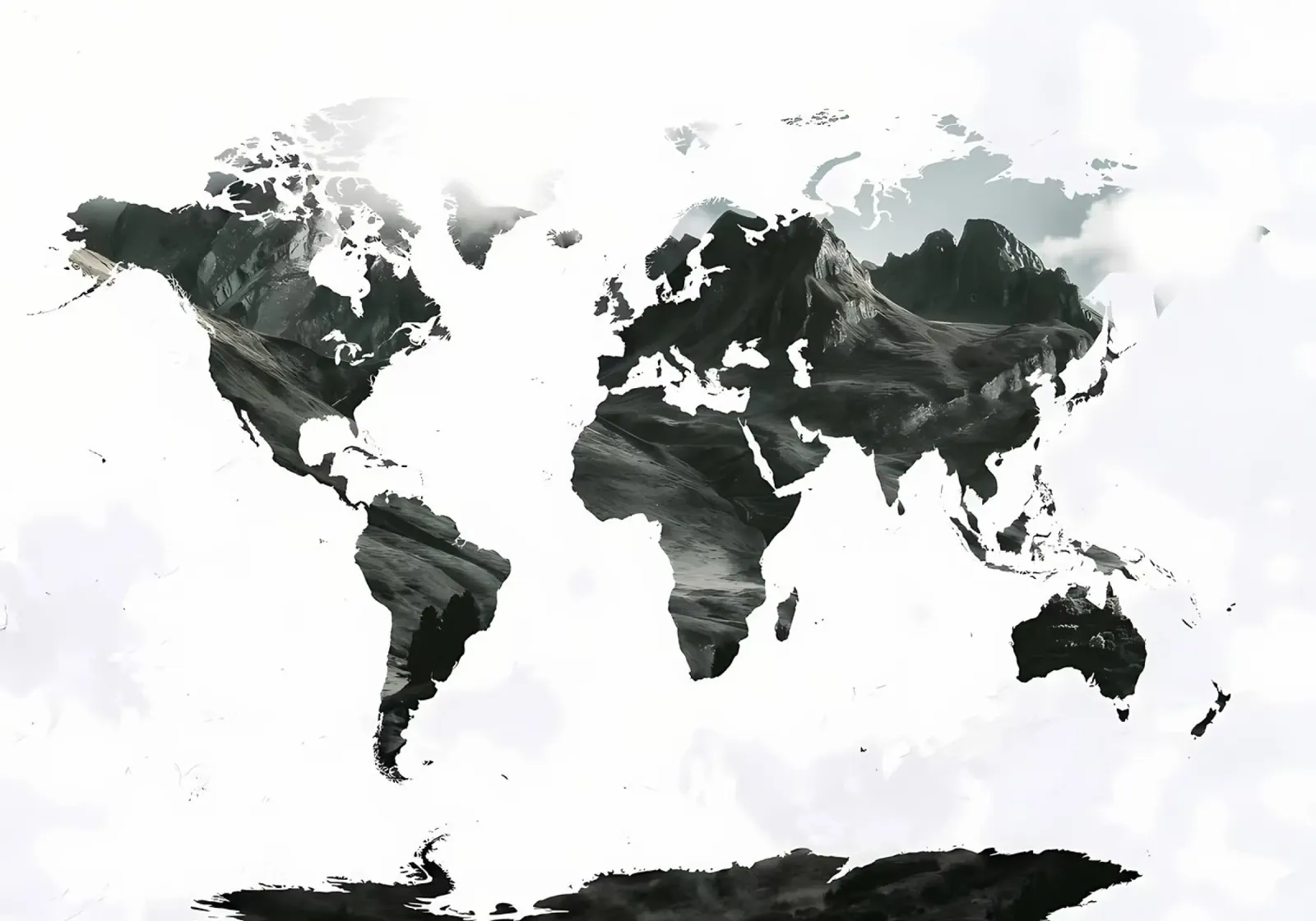 World Map Mountains 3 canvas with Floater frame by Aiden Garcia