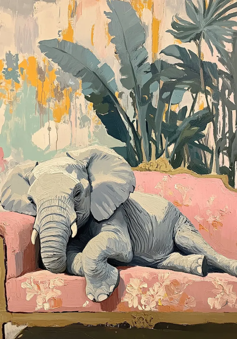 Elephant: A symbol of strength and tenderness poster with wooden frame by Nikis Art Studio