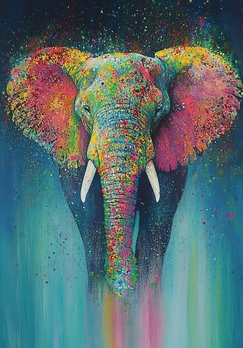 Elefante: polvere di pixel e richiami di tromba pellicola backlit da Nikis Art Studio