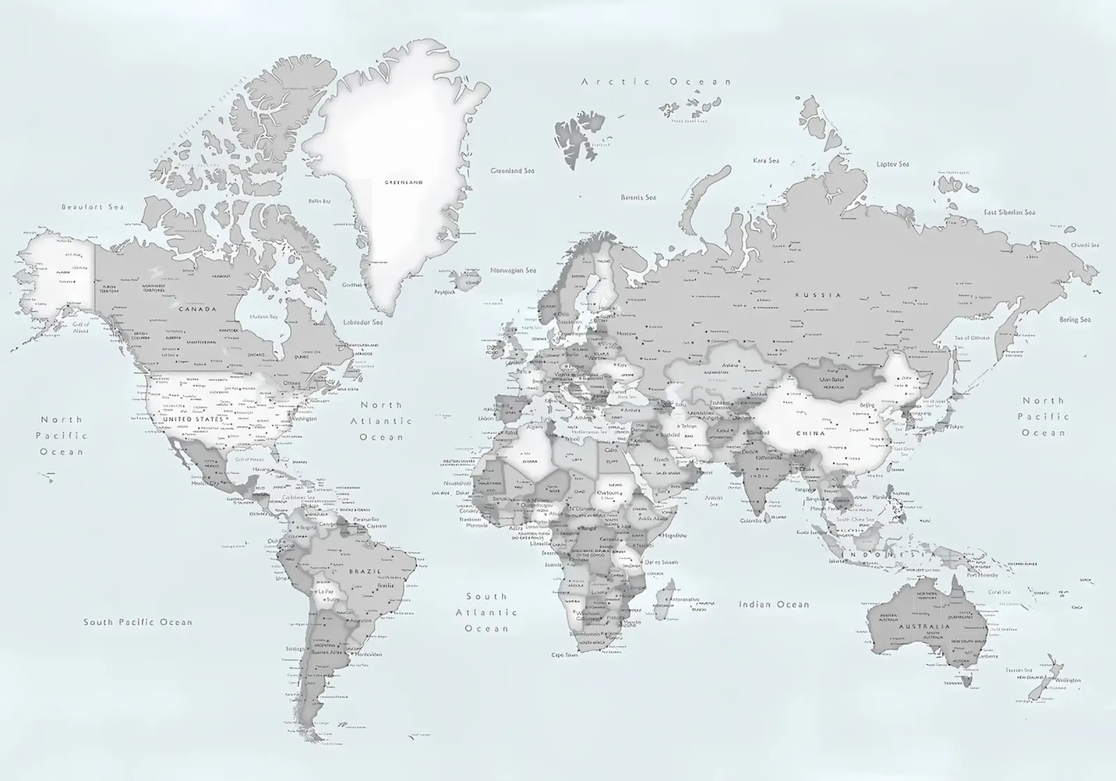 Mappa del mondo dettagliata Darryl poster con telaio in plastica da Aiden Garcia