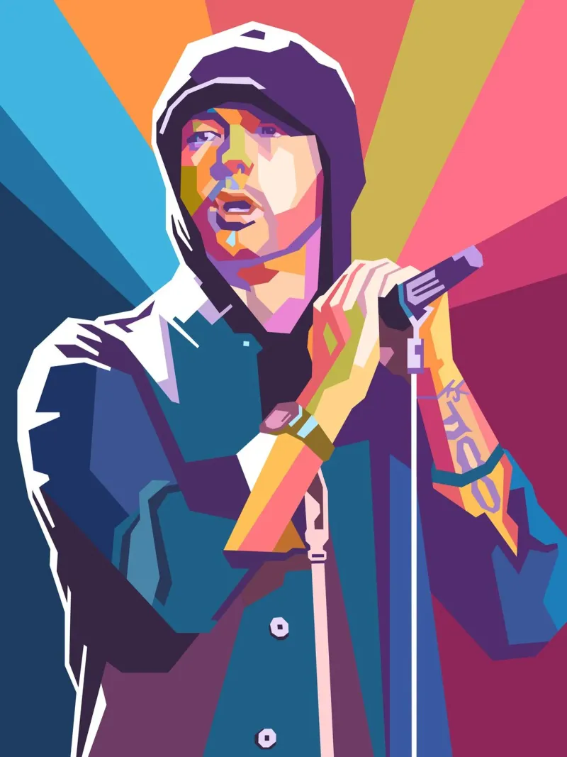 L'iconico rapper Eminem pop art pellicola backlit da Hantamrata