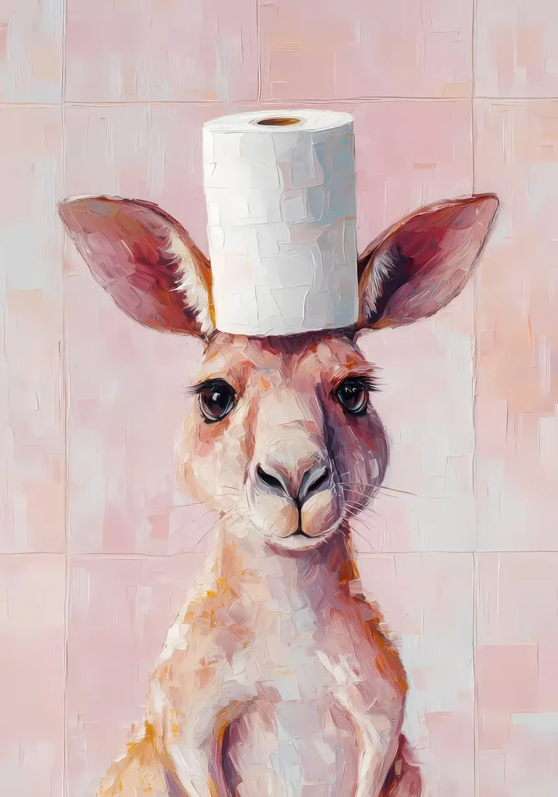 Kangoeroe met wc-hoed canvas van Adrian Patel