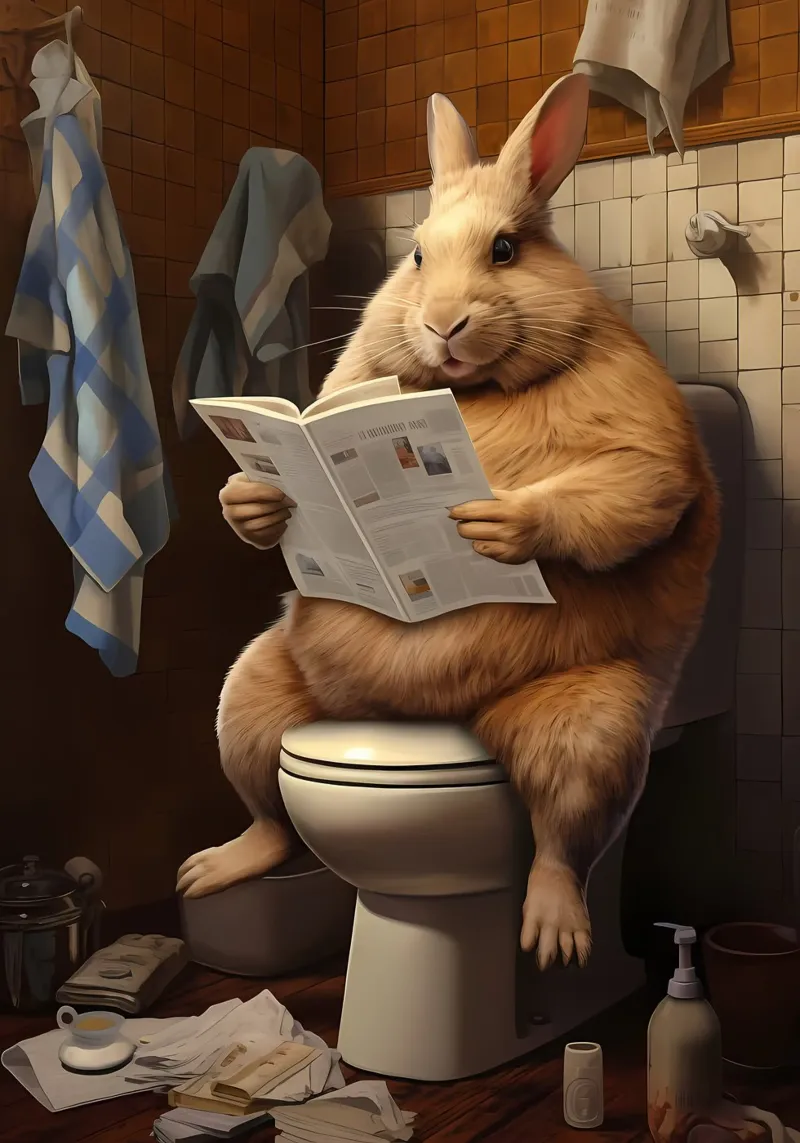 Giornale da toilette per coniglietti grassi pellicola backlit da Adrian Patel