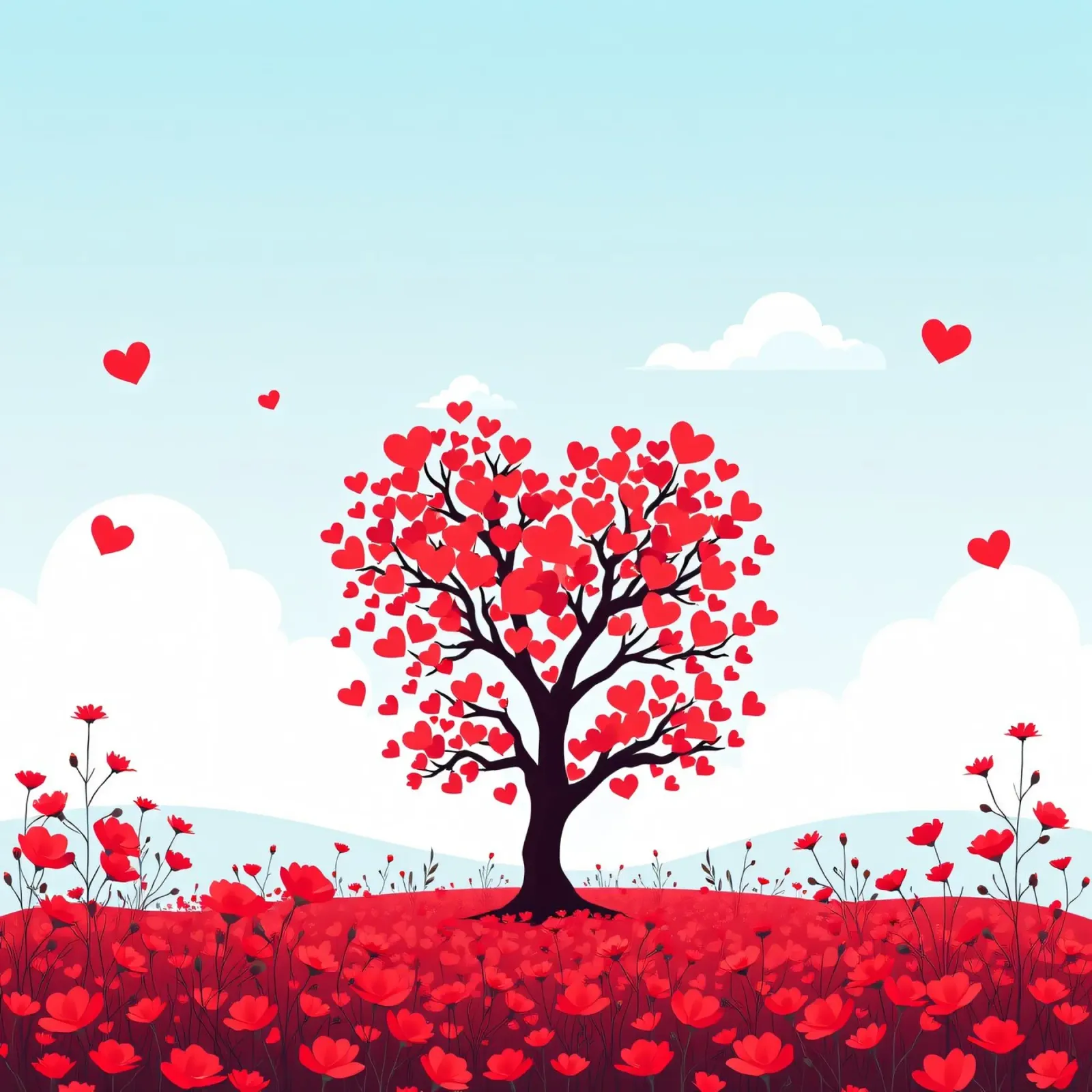 Un albero vivace ornato da foglie a forma di cuore alluminio dibond da DesignDoodle