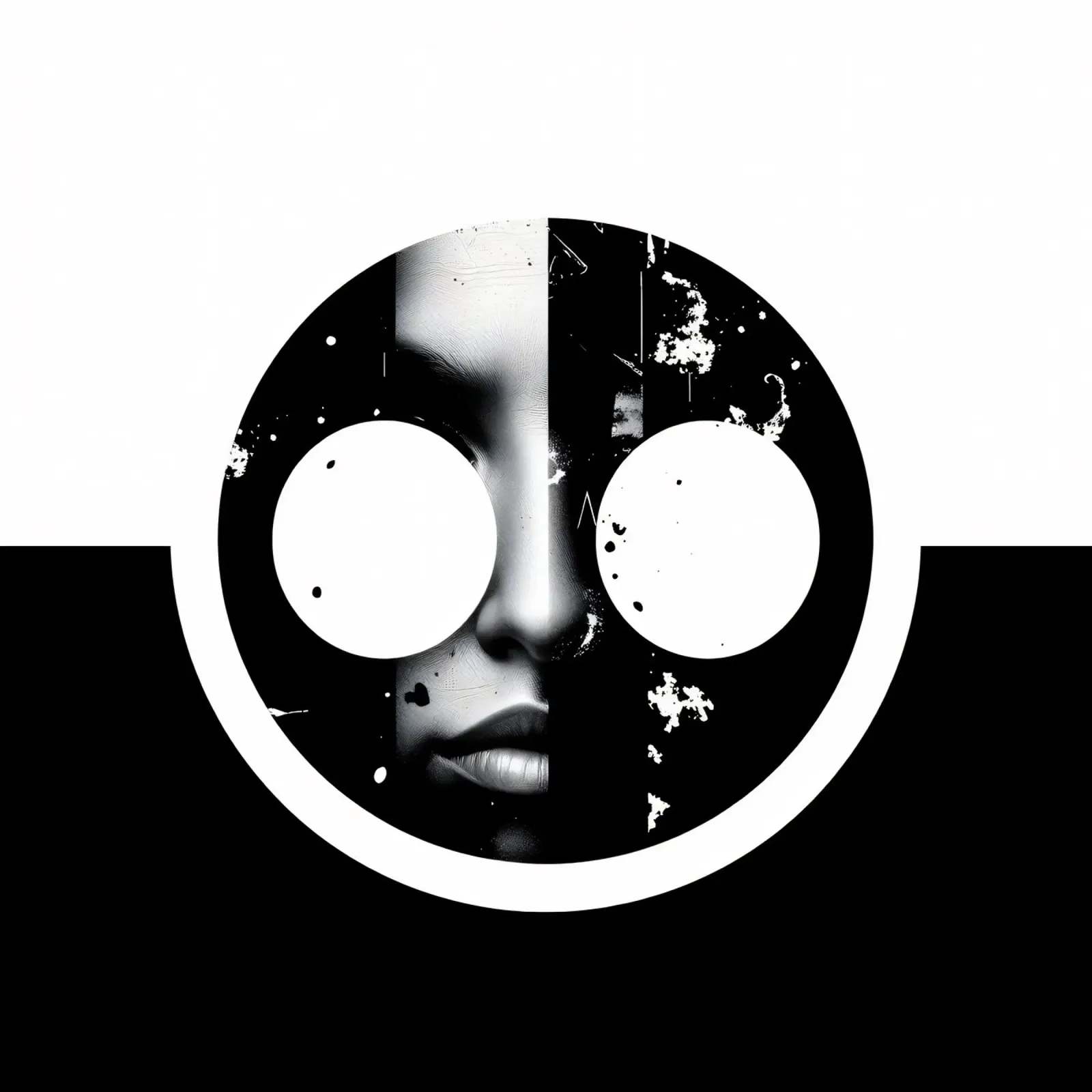 grafica monocromatica che presenta un volto con contrasto nero pellicola backlit da DesignDoodle