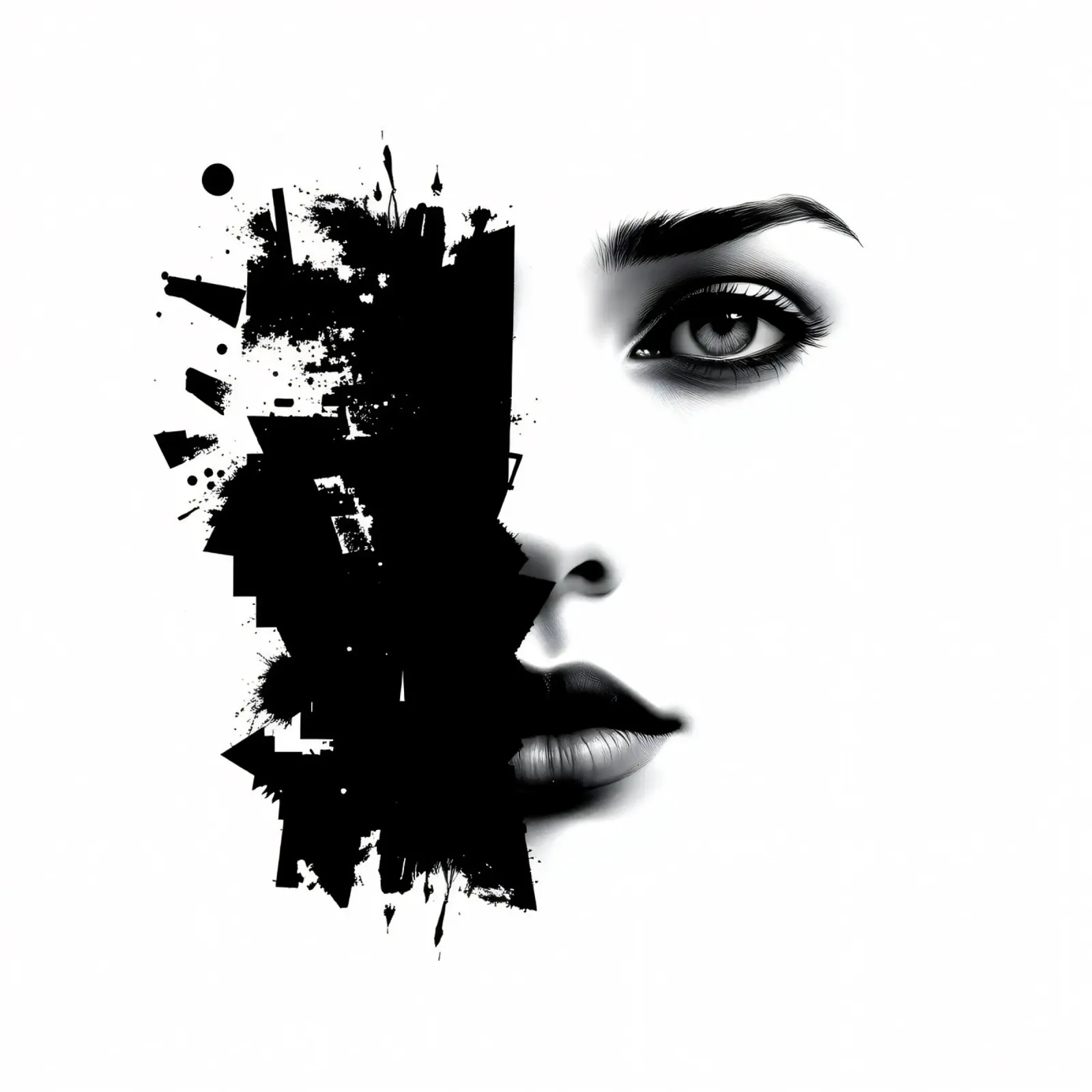 Rappresentazione artistica di un volto di donna mescolato pellicola backlit da DesignDoodle