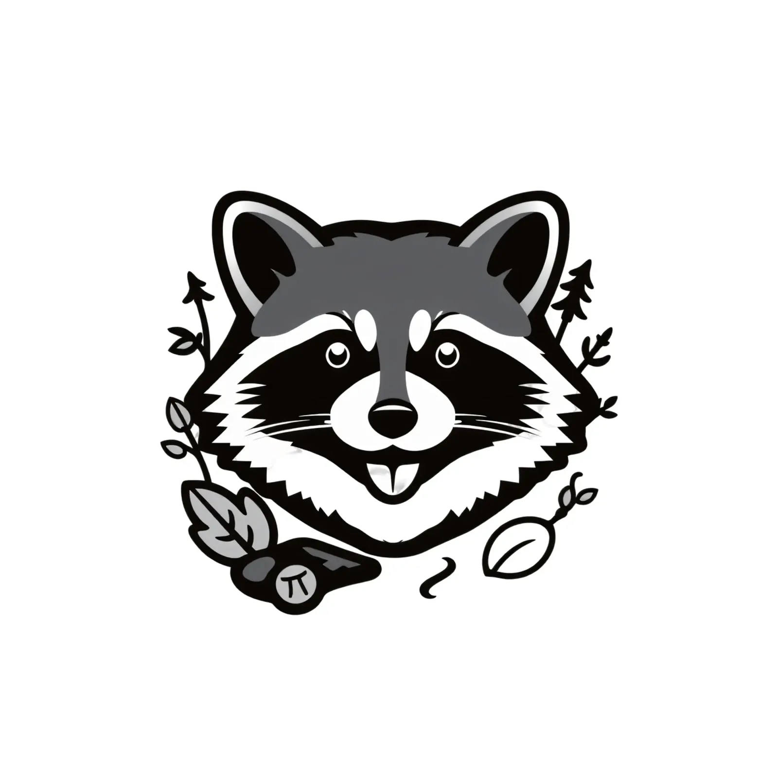 Verspielte Waschbär Illustration umgeben von Blättern und Zweig Poster mit Holzrahmen von DesignDoodle