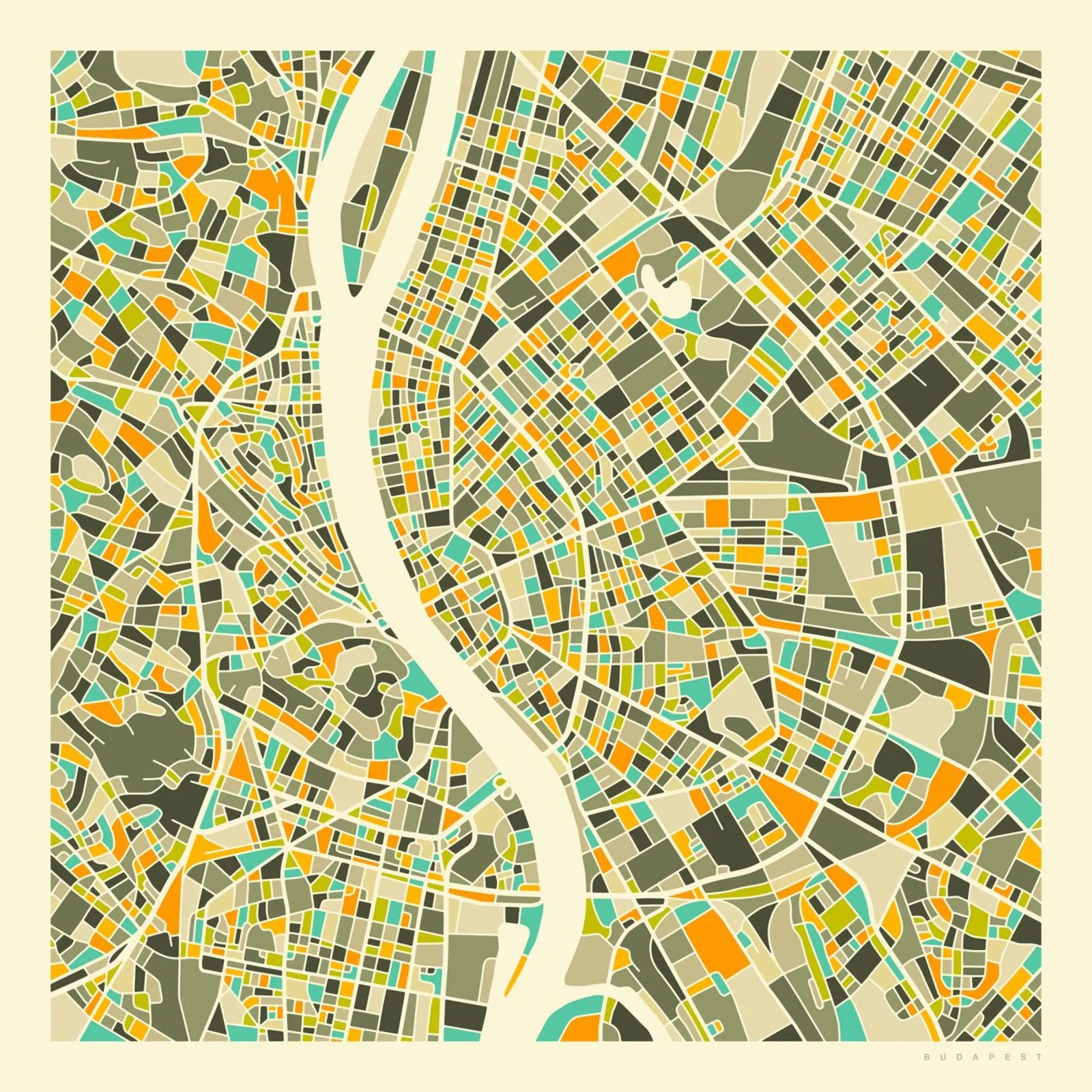 Budapest Map poster de Jazzberry Blue