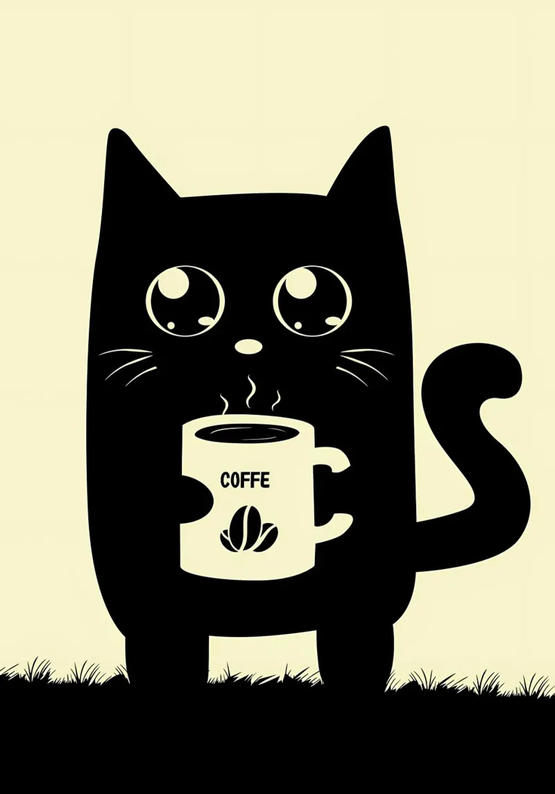 Gatto che beve caffè pellicola backlit da Bartosz Powalka