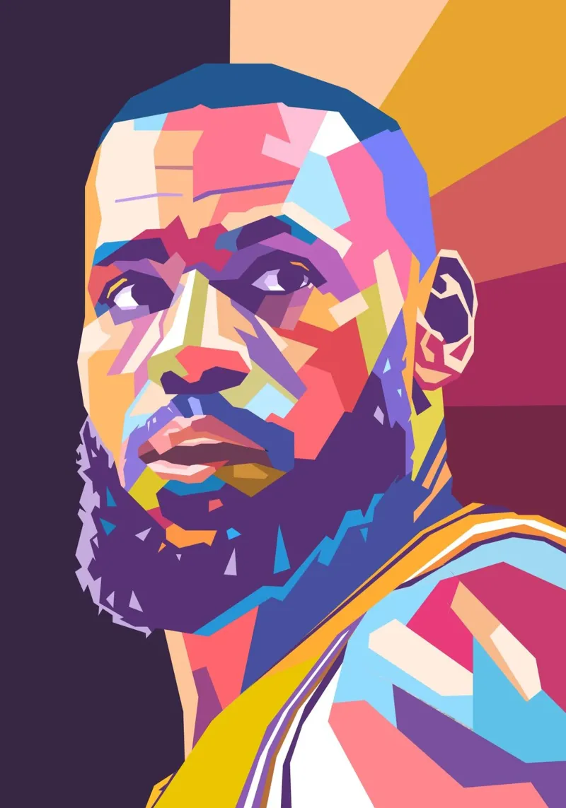 L'iconico giocatore di basket Lebron James pop art pellicola backlit da Hantamrata